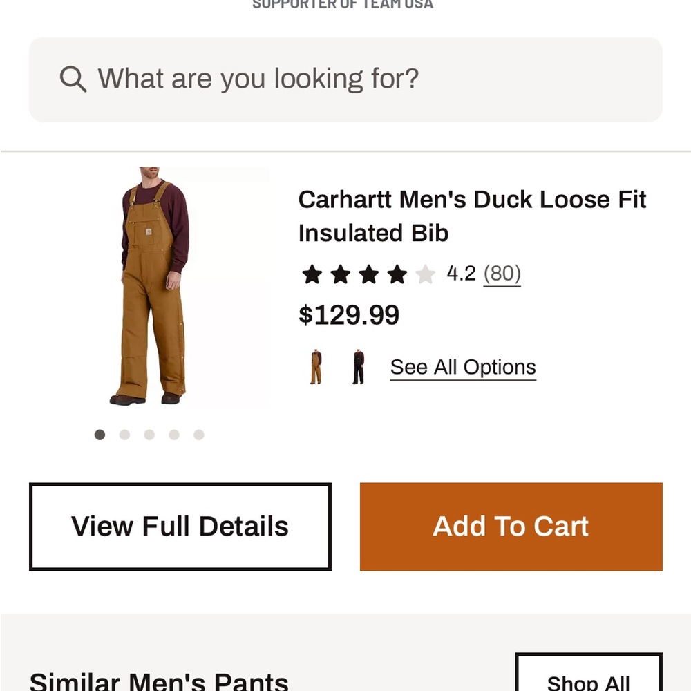 Carhartt insulated bib, size medium. Worn once